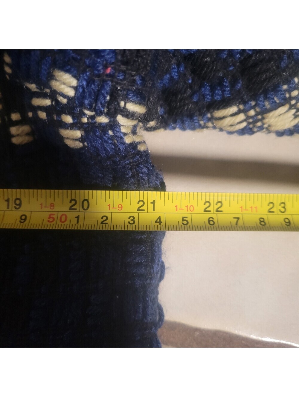 Plaid Textured Women's Jacket in Navy & Cream - Lined - Size L Classic Cottage - Picture 7 of 8